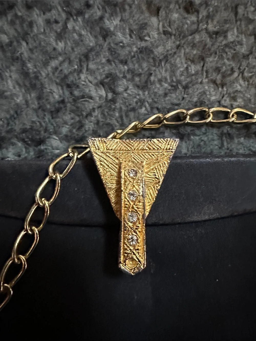 Black Satin Evening Clutch with Gold Chain